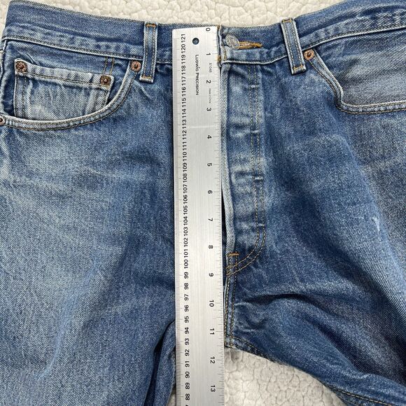 Levi’s 501 Jeans Men’s Size 35x33 (Actual 32x28) Blue Straight Button Fly Grunge - Picture 15 of 15